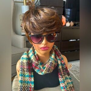 ✨Like NEW Kanekalon Honey Cheztnut blonde Brown Pixie bob Wig